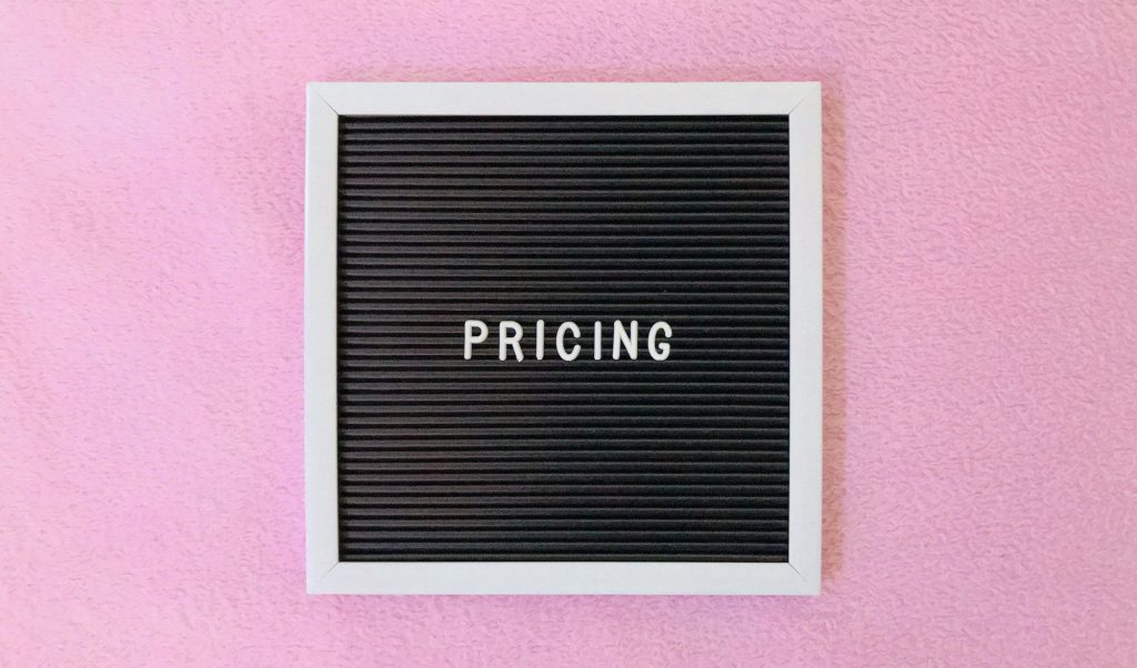 Pricing on pink background